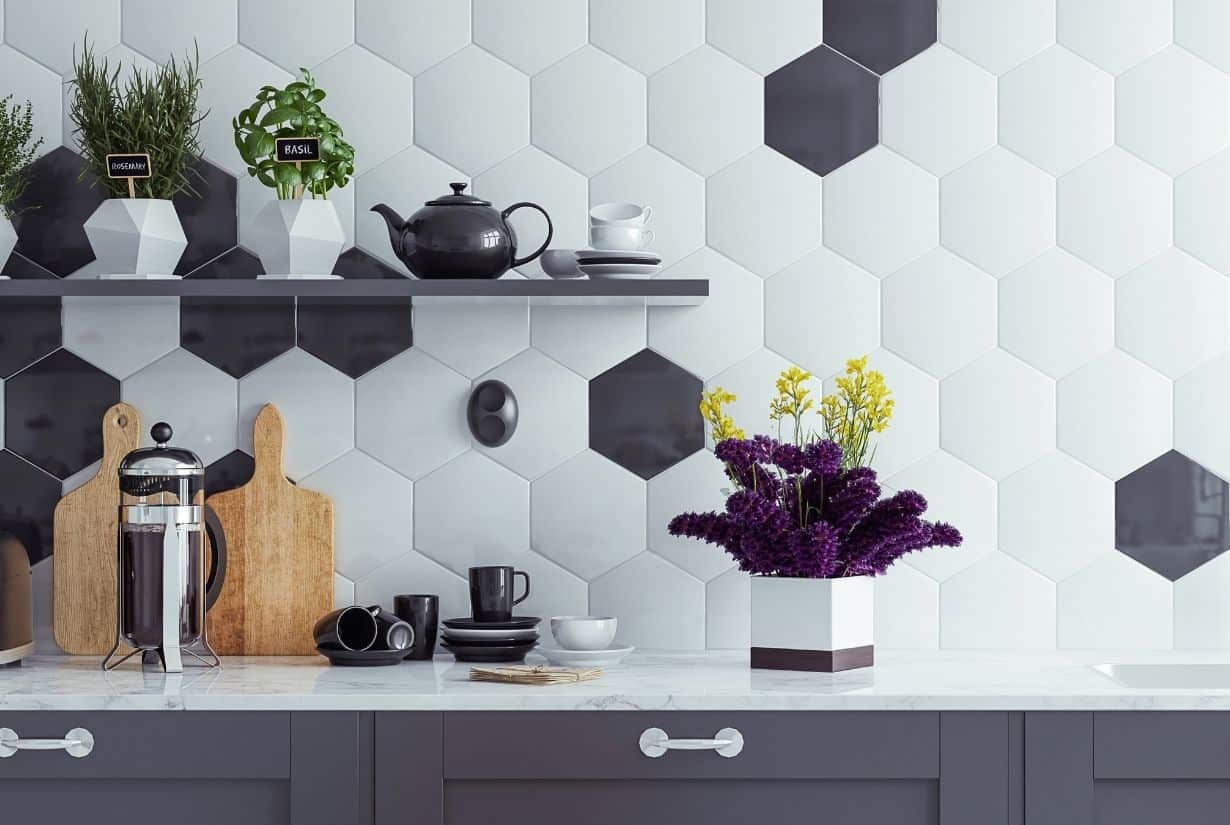 Purple and cream kitchen hexagon tiles. . Having solutions to remove clutter and organize your home can help improve your mental health as well as create harmony in your home. Finding the best ways to declutter and tidy up to feel more in control of your space. Decluttering and organizing your home so that you can reduce anxiety, stress and negative energy that clutter and mess can bring. Adding positive decluttering chores to clear and tidy will help you to bring order to any cluttered room, cupboard, drawer or even your car. Start small and aim big.  Stress and anxiety around decluttering your home is common. There are so many ways to reduce your overwhelm when faced with clutter build up in the home. Be kind to yourself and take it one day at a time.