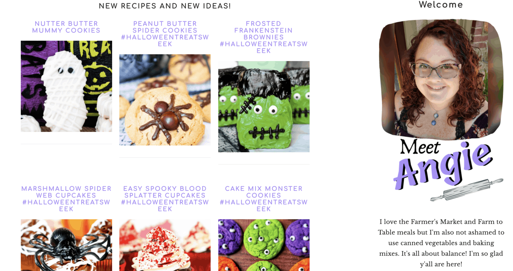 Halloween party ideas for tweens and Halloween recipe ideas from Angie at Big Bears Wife Blog. Nutty Butter Bookies, Peanut Butter Cookies, Frosted Brownies, Spiderweb Cupcakes, Spooky blood splatter Cupcakes, Monster Cookies.