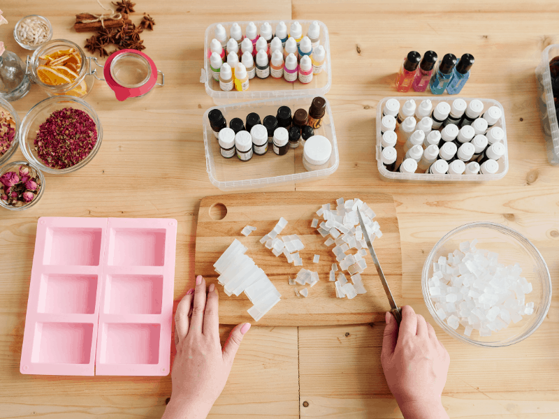 Ingredients for soap making.
If you are thinking about starting a home based business, here are ideas you can use on the ideal products to sell. Start your home based business today and turn your hobby into a business.