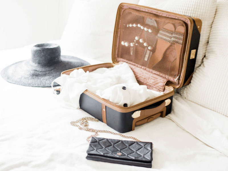 Brown and black suitcase on bed, packing,socialsquares_summerfashion23-1.jpeg