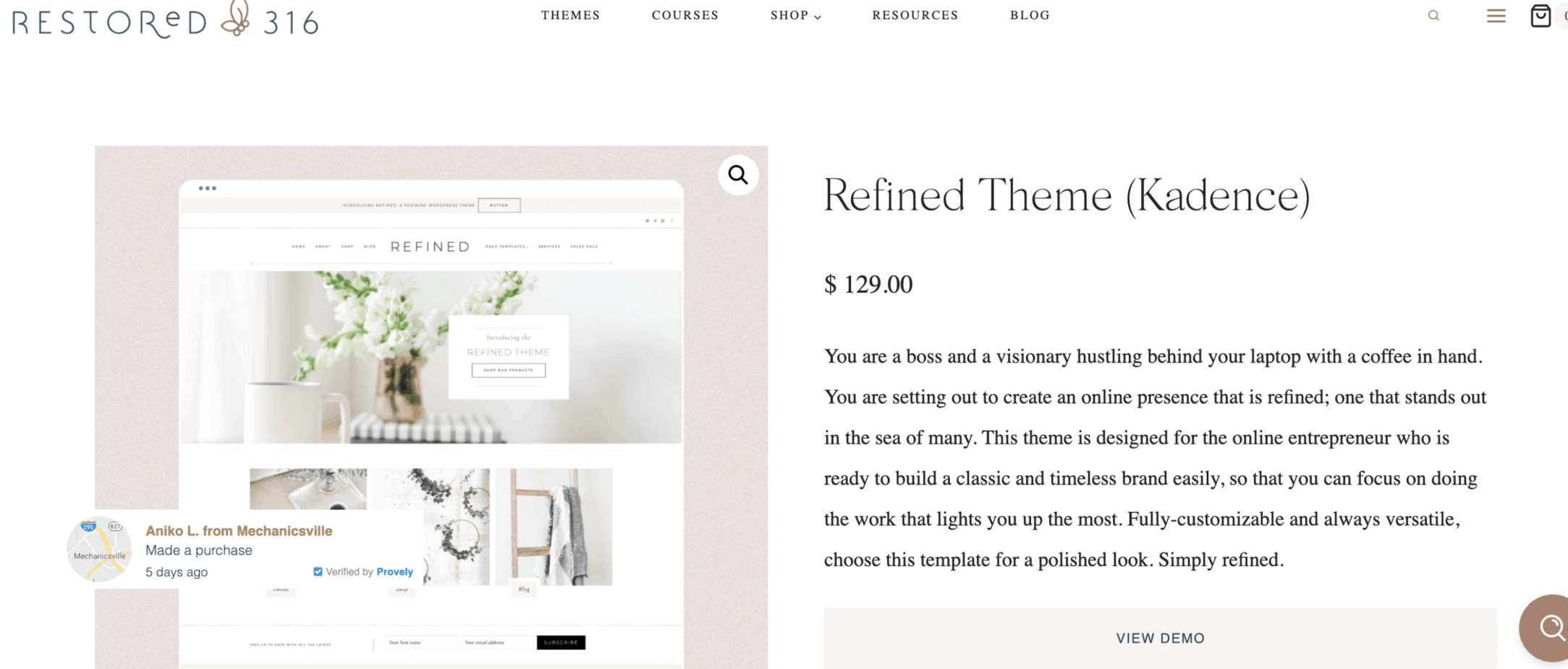 Restored 316 WordPress themes for the online entrepreneur or blogger with a professional and stunning look. refined Theme, Genesis and Kadence for all Female Bosses.