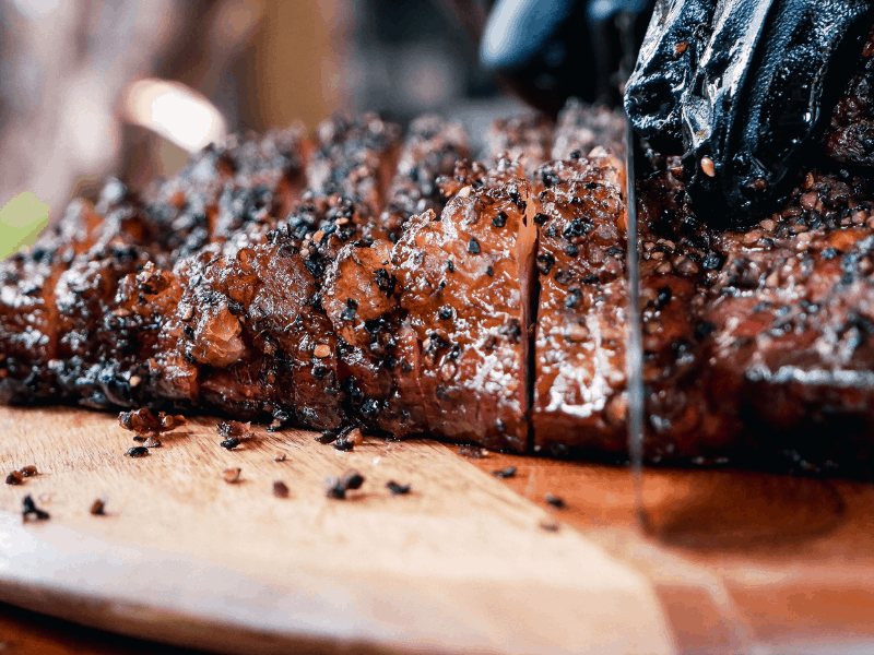 beef brisket slow cooked, grilled food, chopping board wooden, chopping beef with crust, grilling recipe, smoking recipe, BBQ Food Ideas | Summer BBQ| Backyard BBQ Food | BBQ Dinner Ideas | Barbecue Food | BBQ Food Ideas Party | Grilled Meal Ideas | Smoked Food Ideas